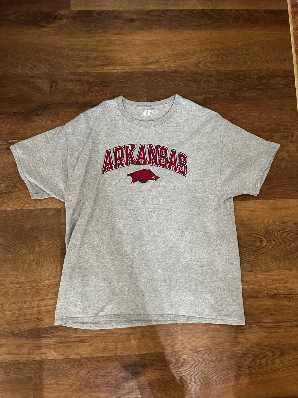 Arkansas Razorbacks Gray Crewneck Tee Shirt